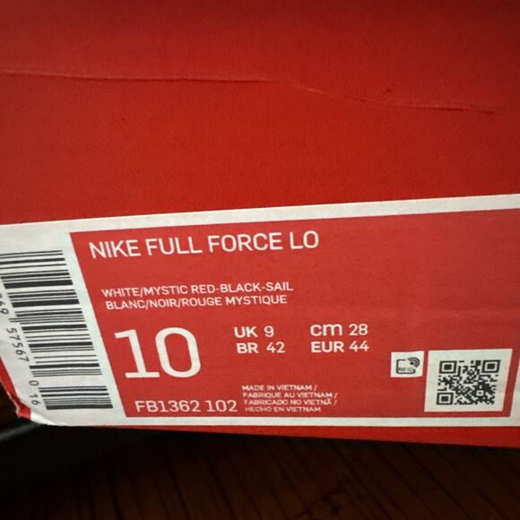 New Size 10 Nike FB1362-102 Men\'s Full Force Low Shoes Sneaker Red White main image 9